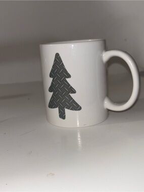 White Ceramic Mug with Gray Tree Graphic